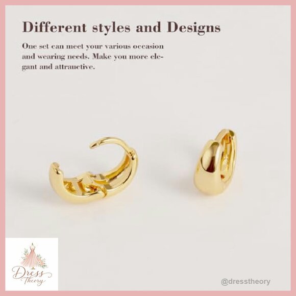 14K Gold Plated Hoop Earrings Set 10mm 14mm 17mm Hypoallergenic - Picture 6 of 8